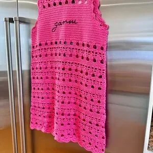 ★Ganni★ Crochet Cover Up Slip Dress Shocking Pink K1807483 MUSINSA | GANNI Crochet Cover Up Slip Dress - Shocking Pink
